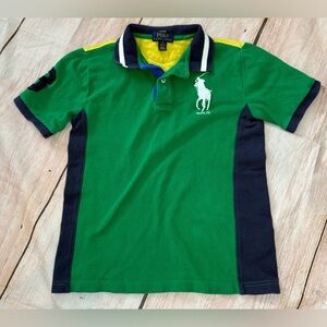 Polo Ralph Lauren Big Pony Polo Shirt Size Medium 10-12 Preppy Green Navy
